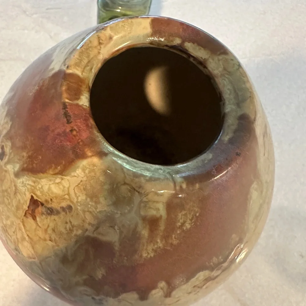Handcrafted Ceramic Vase - Red and Brown MCM